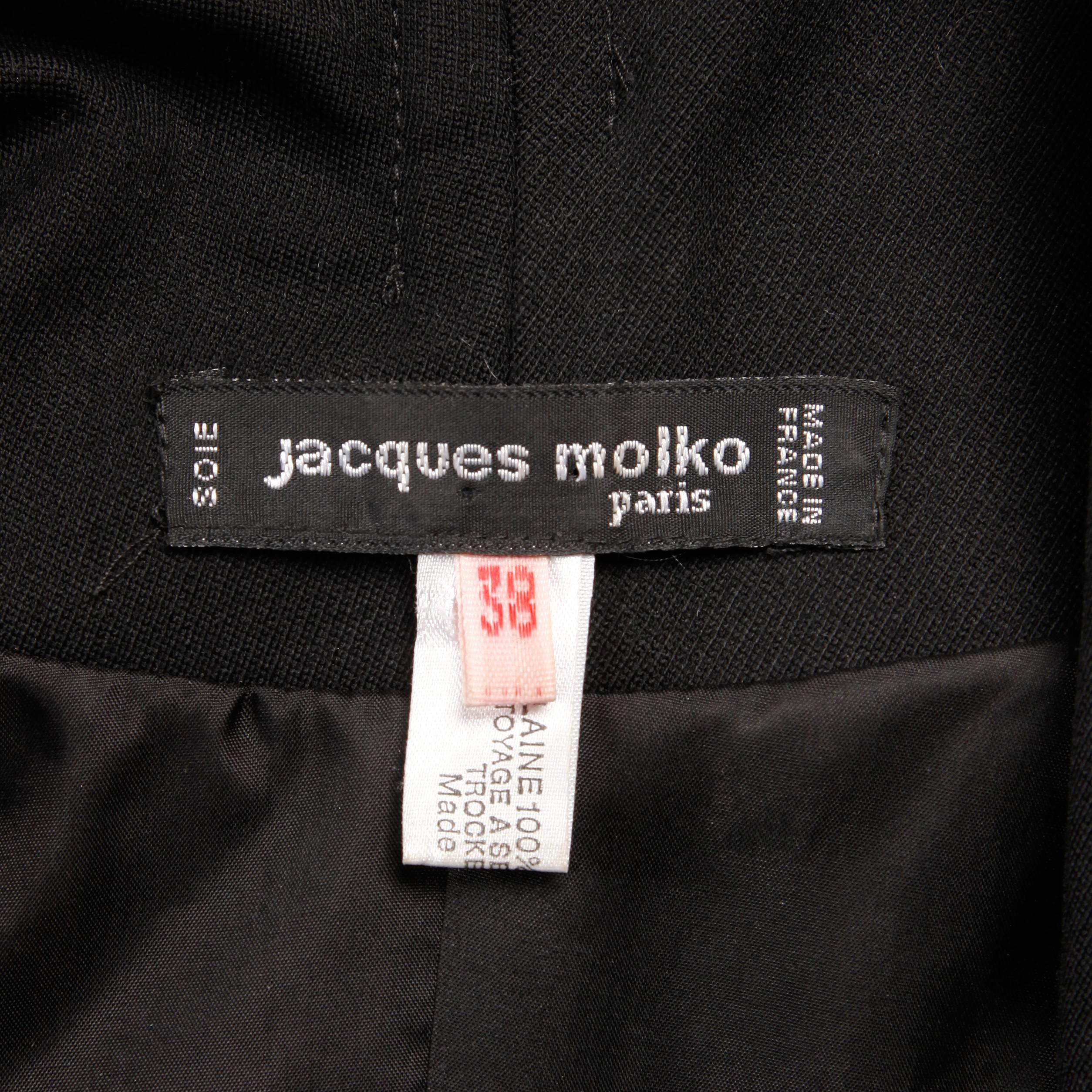 1980s Jacques Molko Vintage Black Patent Leather + Wool Avant Garde Dress For Sale 2