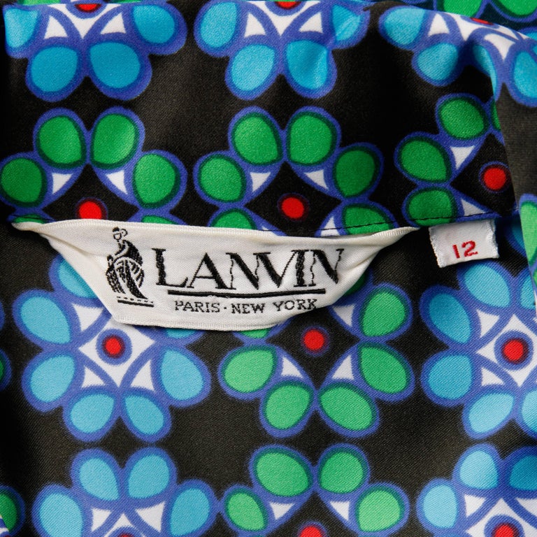 Lanvin Vintage Colorful Op Art Geometric Print Shirt Dress with Sash ...