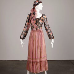 Carrie Couture Ensemble vintage 4 pièces avec jupe, écharpe et cravate, années 1970