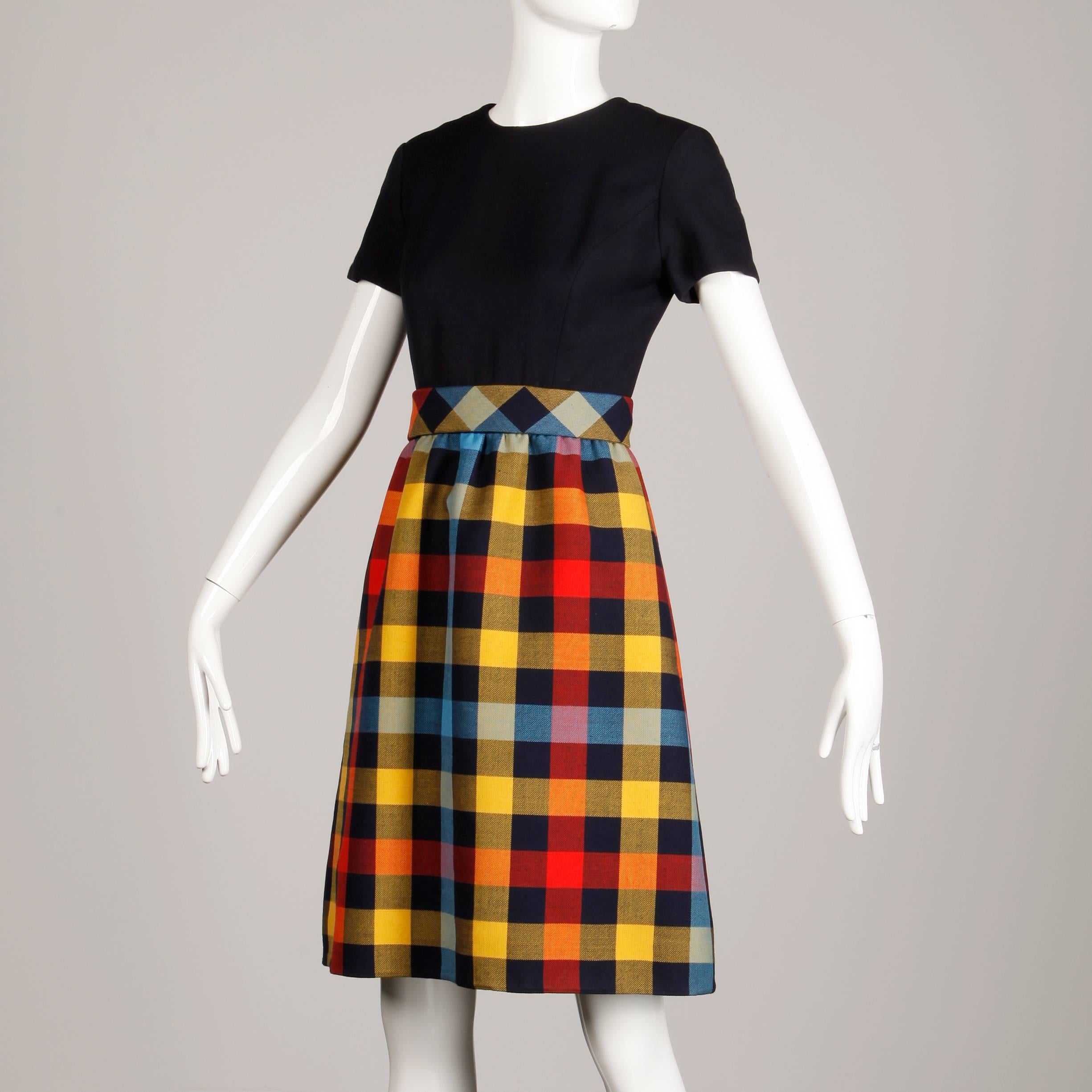 Oscar de la Renta Plaid Wool Mod Coat and Dress Ensemble, 1960s   2