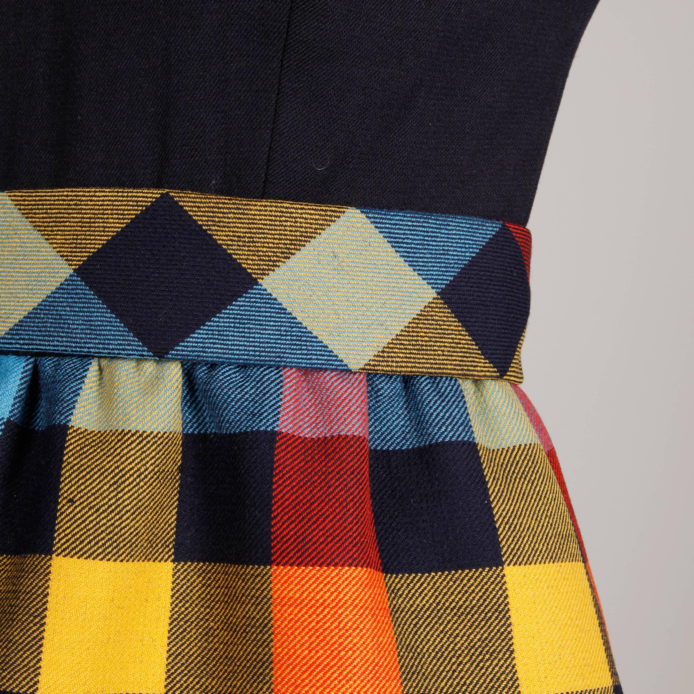 Oscar de la Renta Plaid Wool Mod Coat and Dress Ensemble, 1960s   6