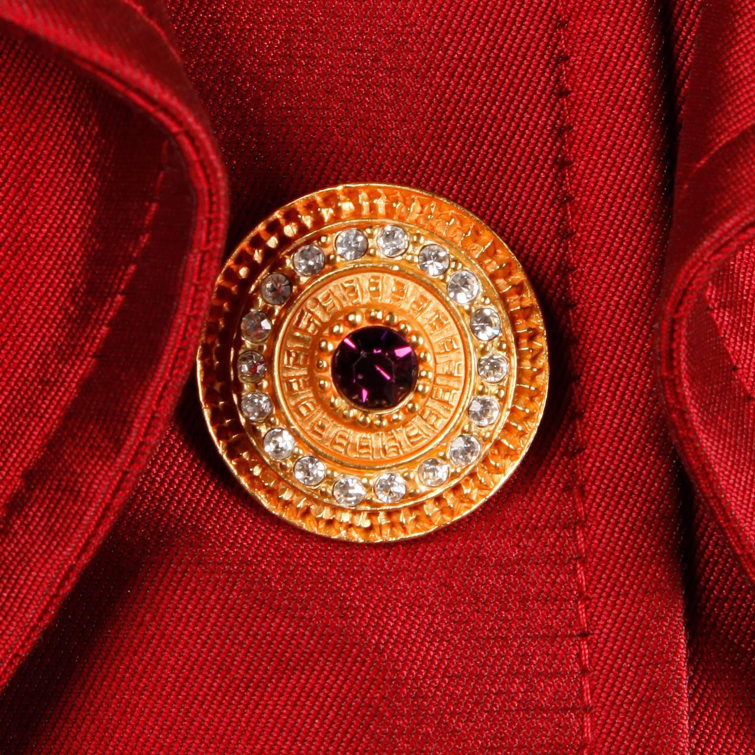 Women's Christian Lacroix Vintage Metallic Red Taffeta Rhinestone Origami Jacket, 1990s 