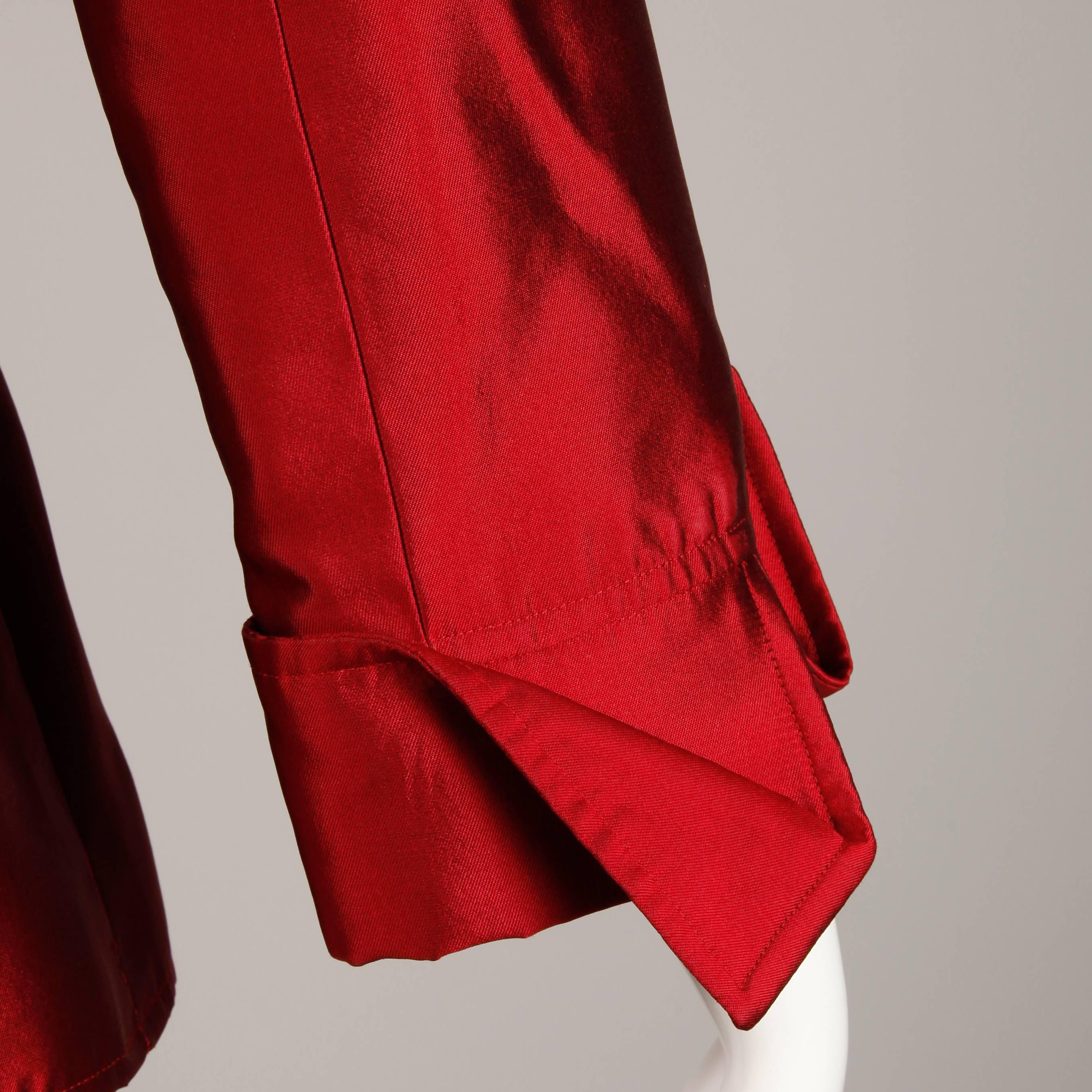 Christian Lacroix Vintage Metallic Red Taffeta Rhinestone Origami Jacket, 1990s  2