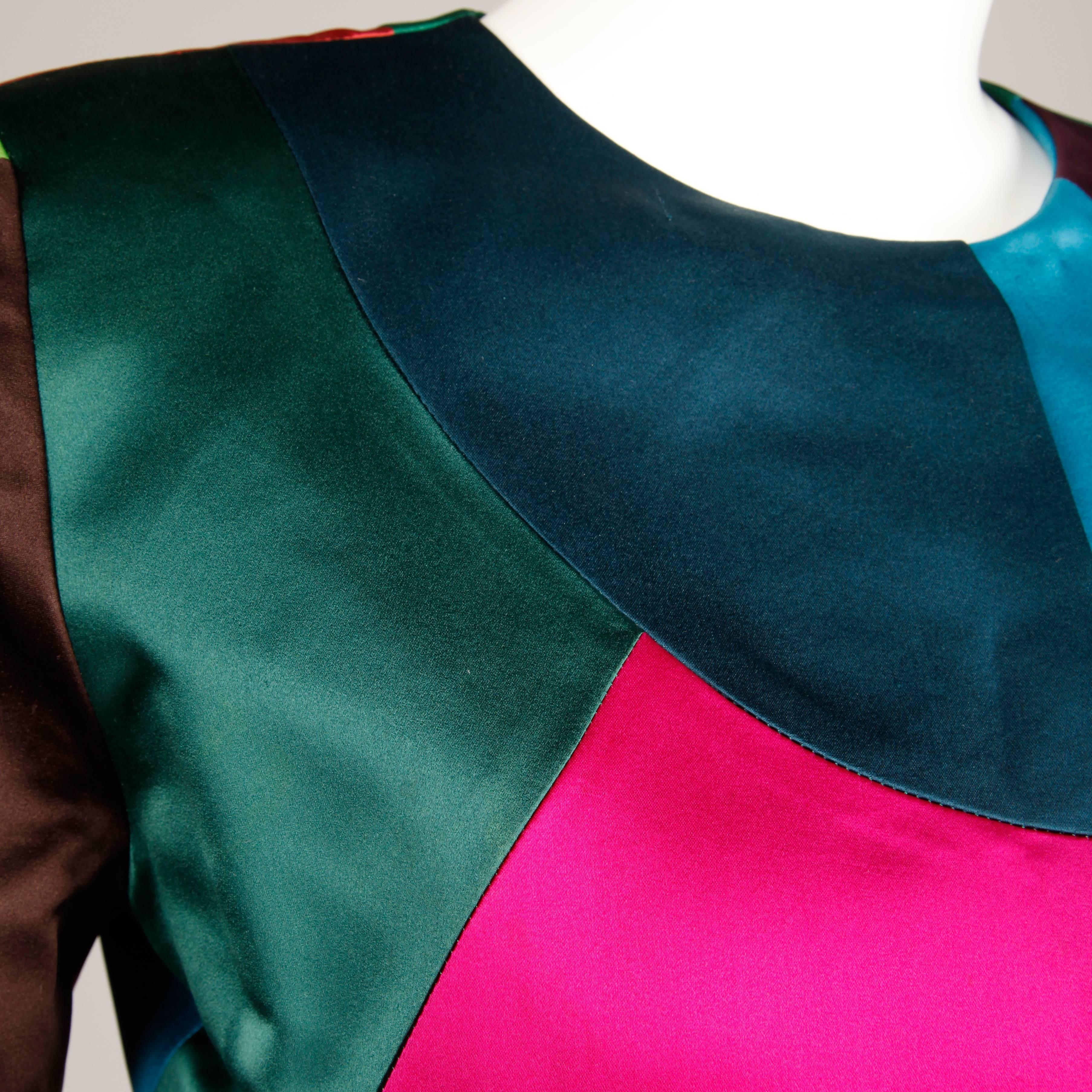 Women's Oscar de la Renta Vintage Rainbow Color Block Silk Evening Jacket, 1980s 