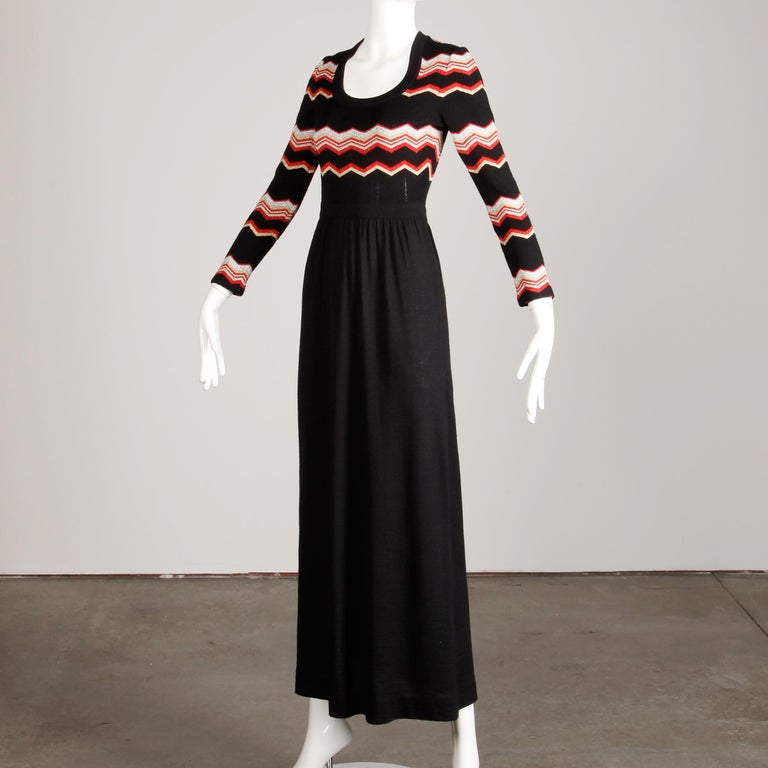 70's Striped Metallic Lurex Wool Blend Sweater Maxi Dress by Aristo Kat