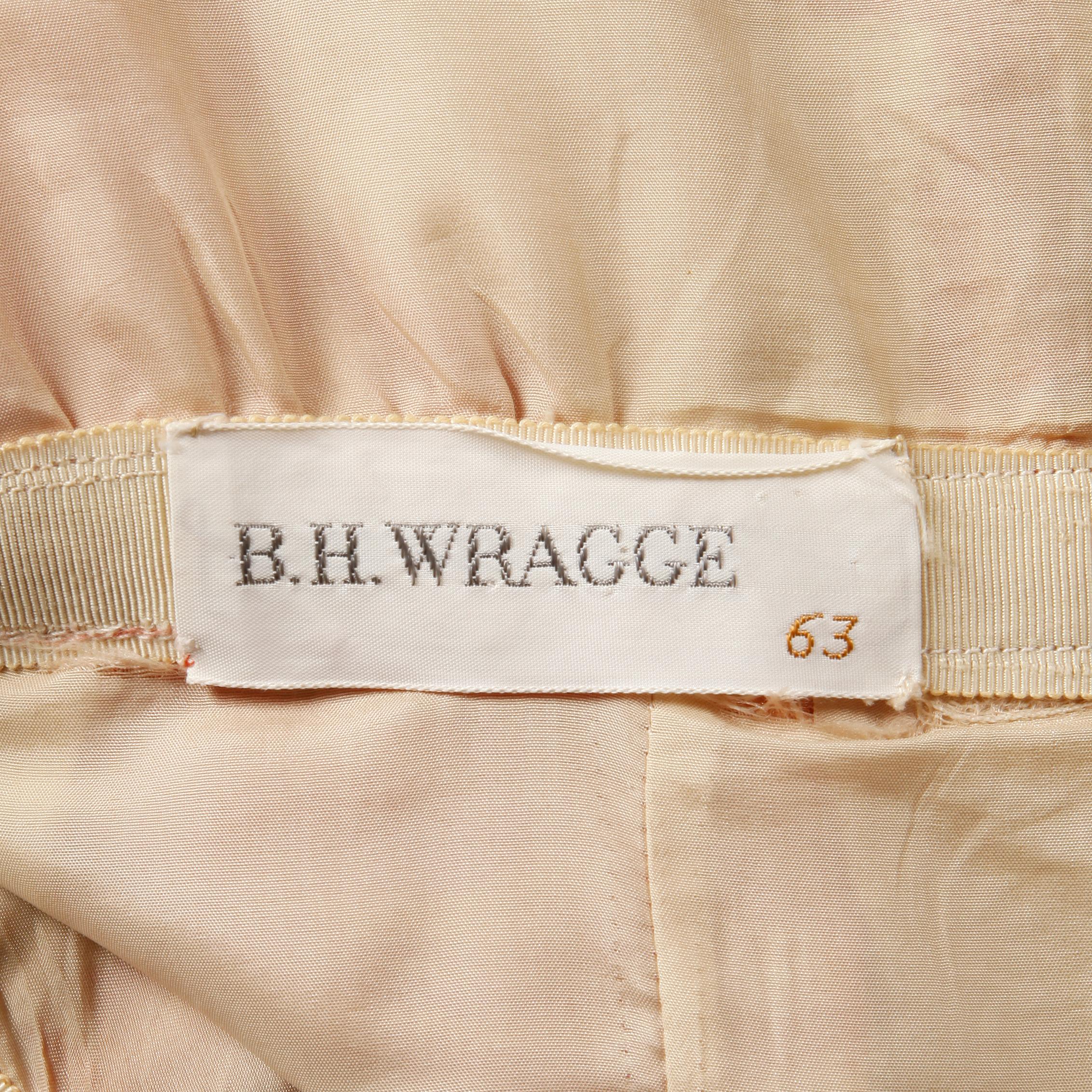 1963 B.H. Wragge Vintage Red Orange Beige Silk Midcentury Print Sheath Dress 2