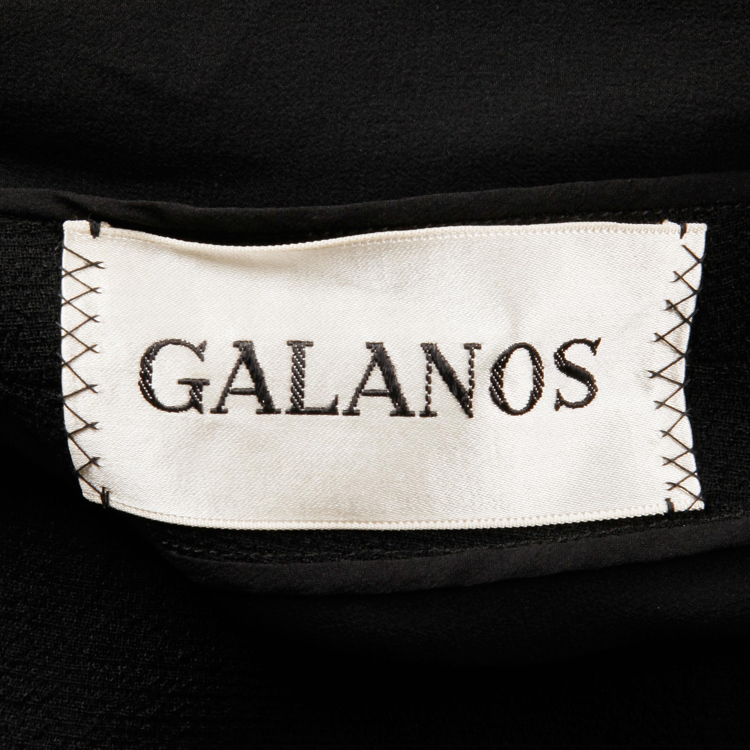 1960s Galanos Vintage Black Cropped Top/ Shirt/ Blouse with 3/4 Bell Sleeves In Excellent Condition For Sale In Sparks, NV
