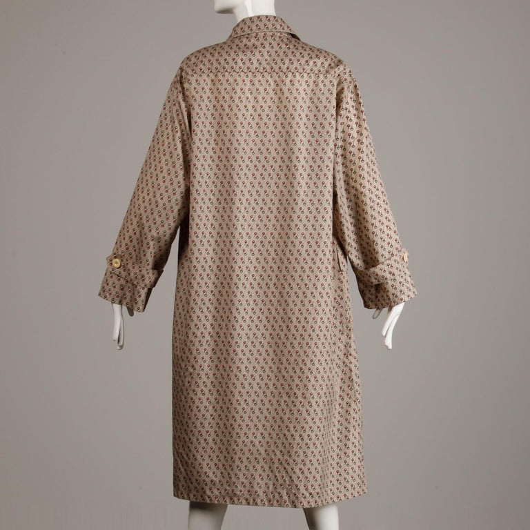 Gucci Vintage Monogram Horsebit Print Coat / Raincoat / Duster, 1970s ...