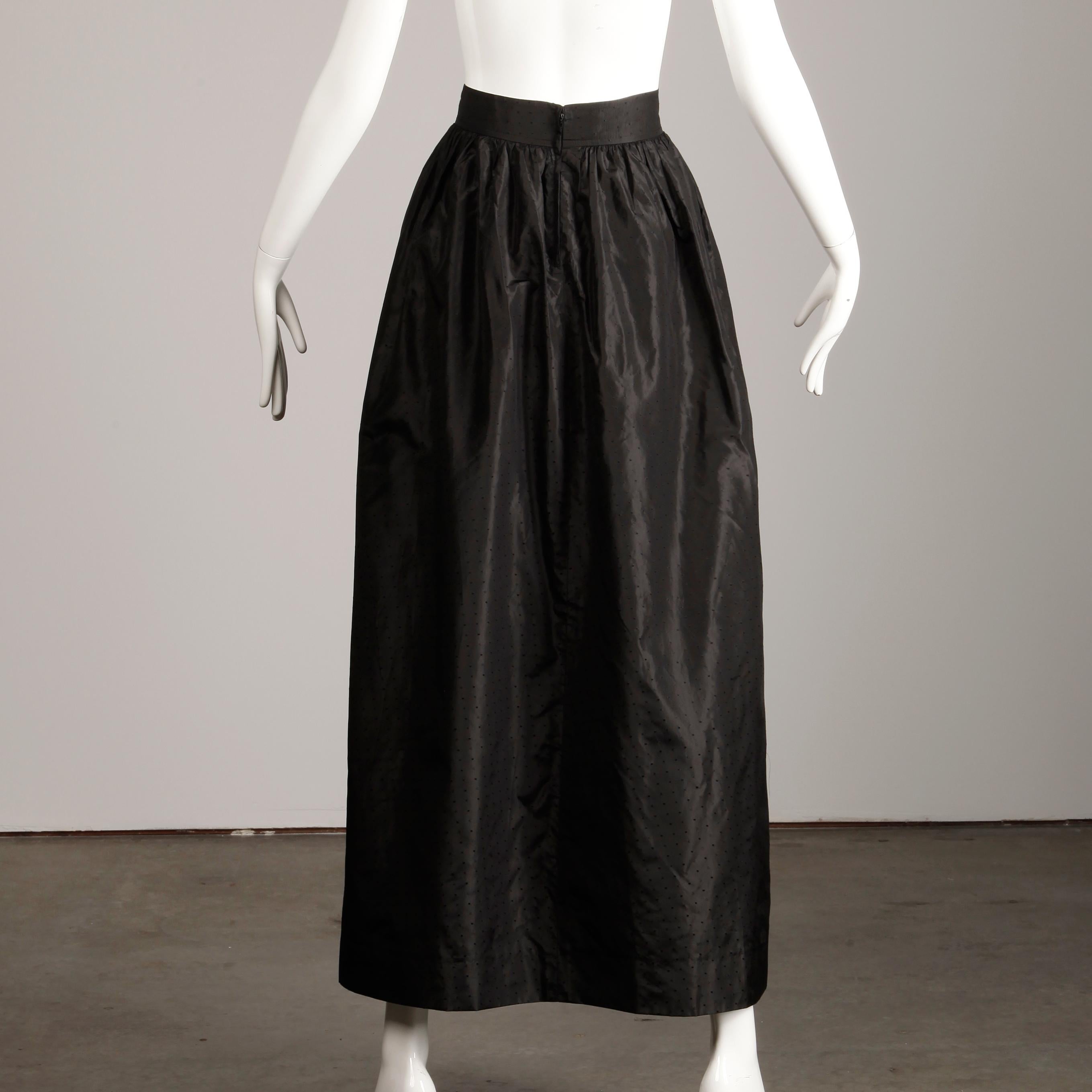 Emanuel Ungaro Parallele Paris Vintage Black Textured Silk Maxi Skirt, 1970s  For Sale 3