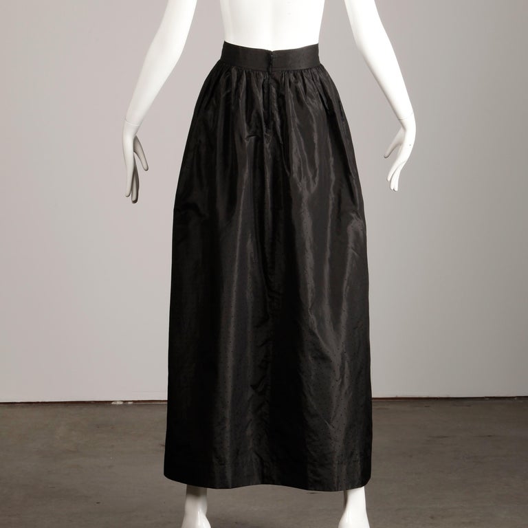Emanuel Ungaro Parallele Paris Vintage Black Textured Silk Maxi Skirt ...