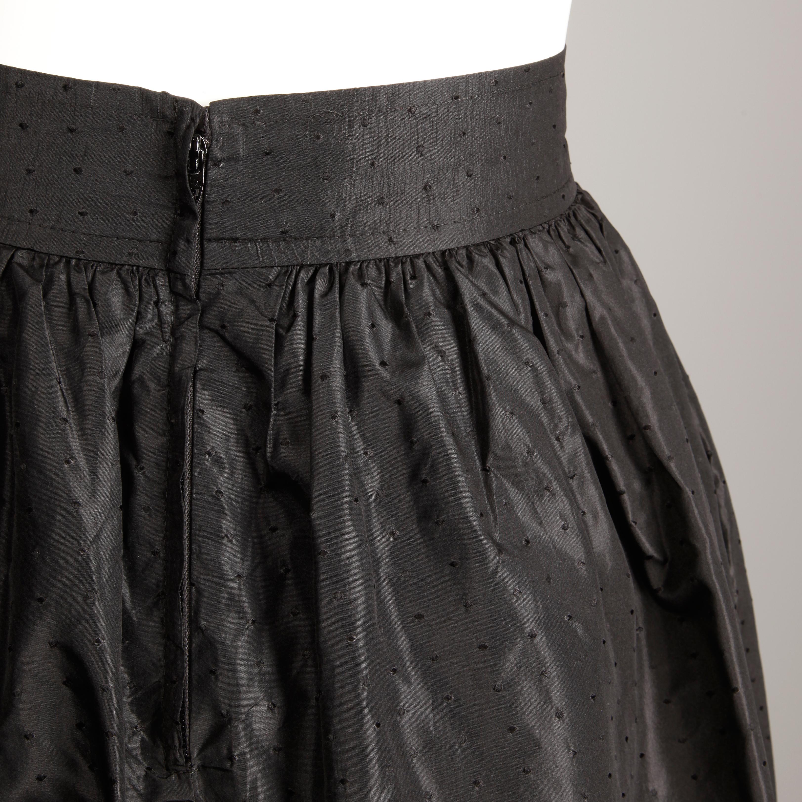 Women's Emanuel Ungaro Parallele Paris Vintage Black Textured Silk Maxi Skirt, 1970s  For Sale