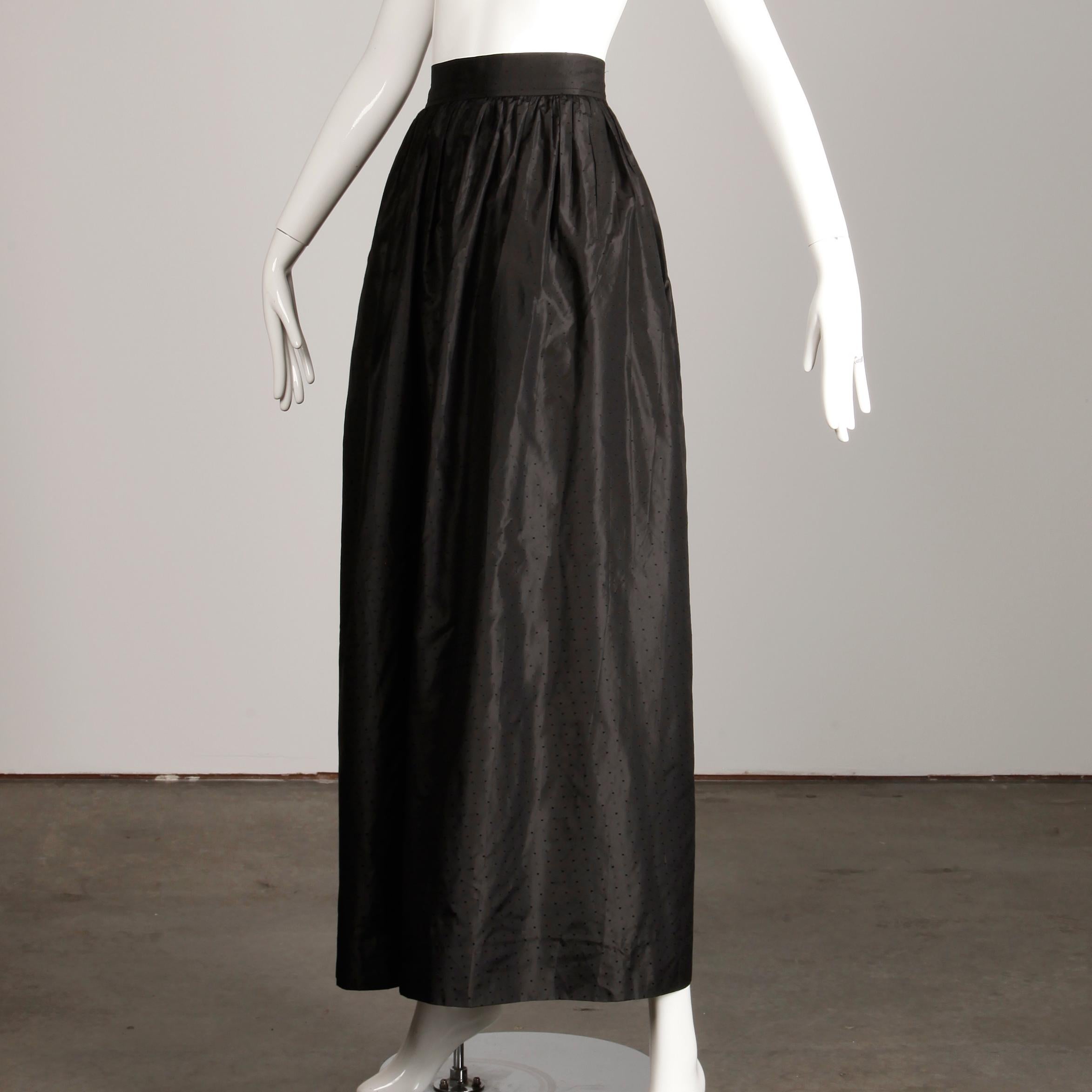 Emanuel Ungaro Parallele Paris Vintage Black Textured Silk Maxi Skirt, 1970s  For Sale 1