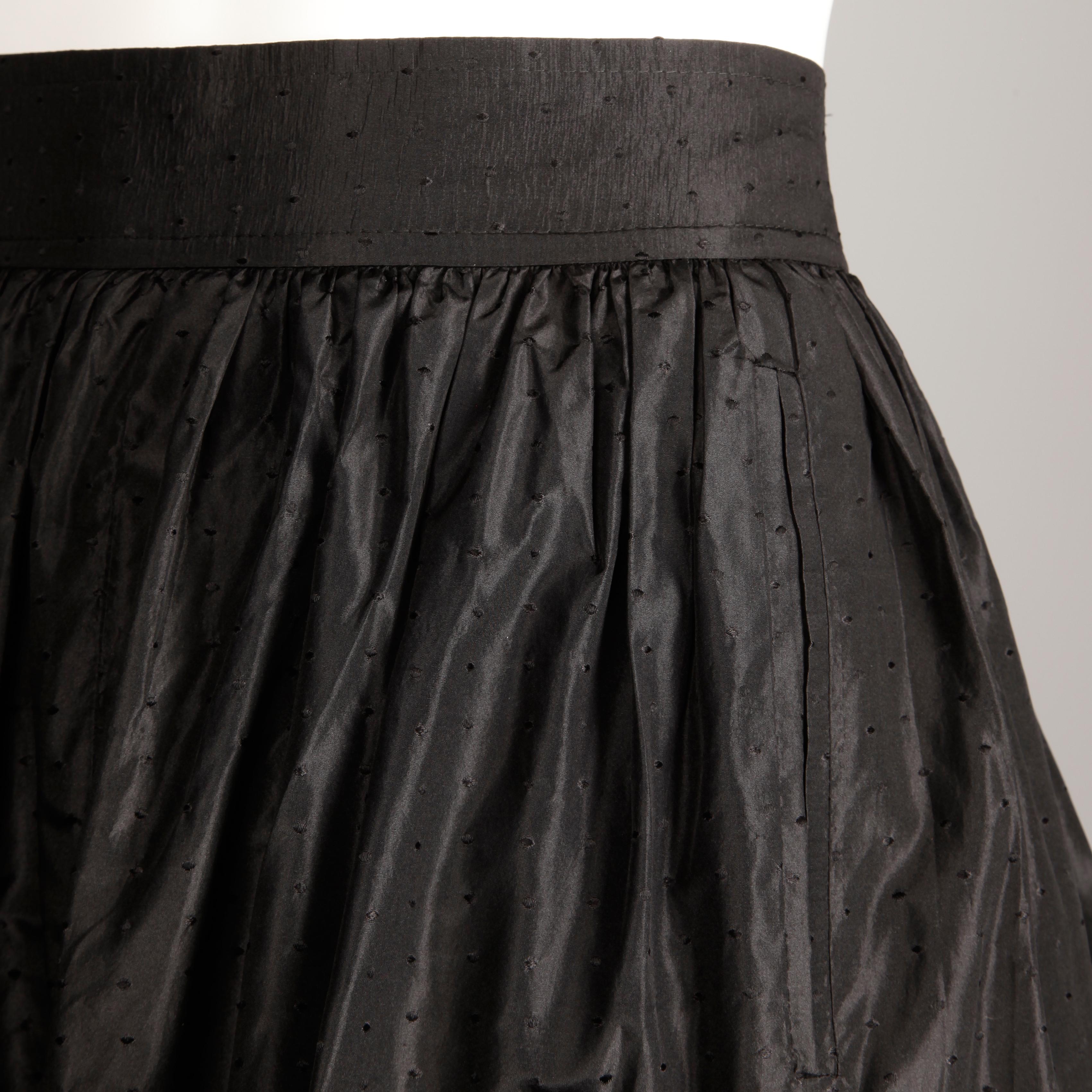 Emanuel Ungaro Parallele Paris Vintage Black Textured Silk Maxi Skirt, 1970s  For Sale 2