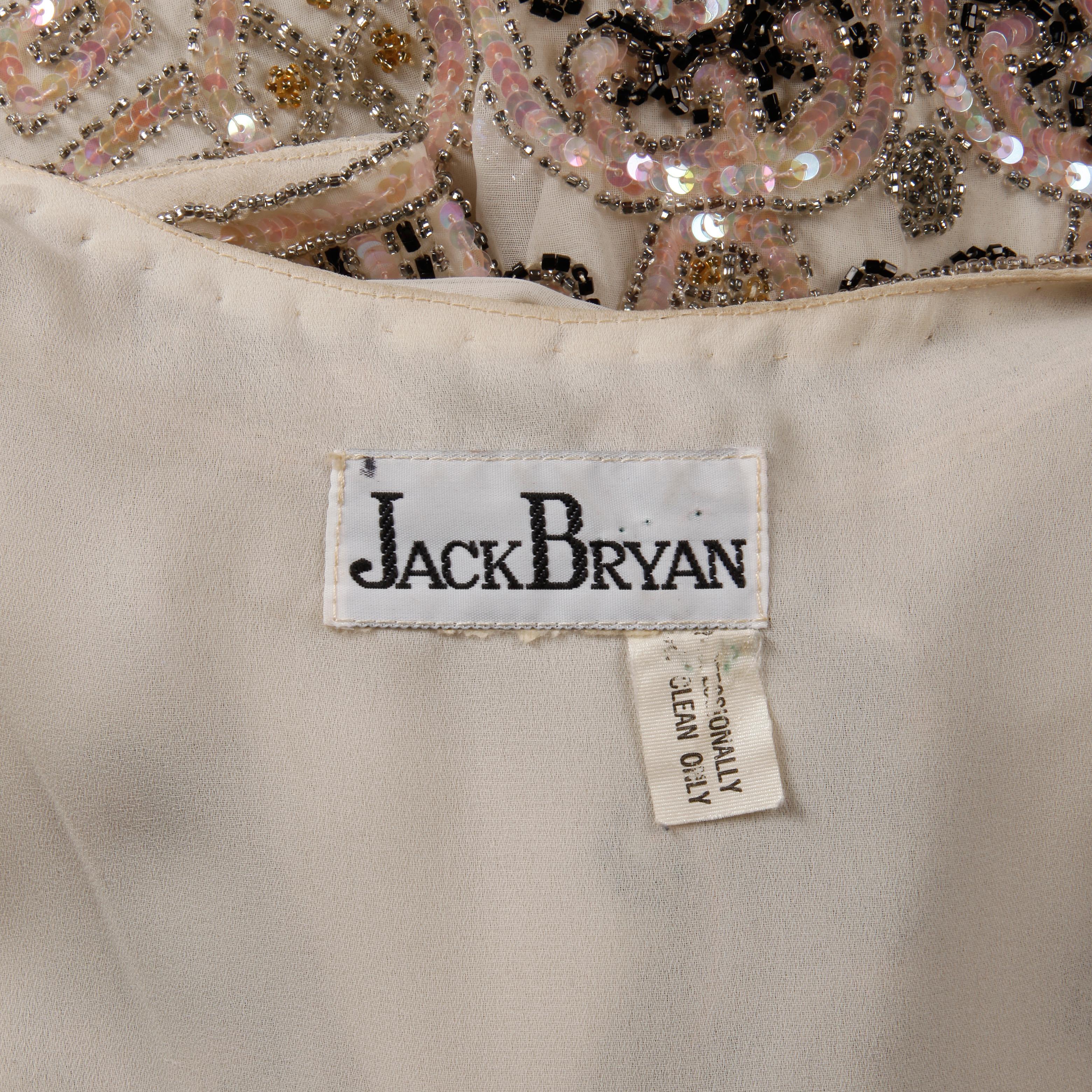 1970s Jack Bryan Vintage Blush Pink Beaded + Sequin Jacket For Sale 4