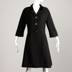 1960s Vintage Black Wool Coat