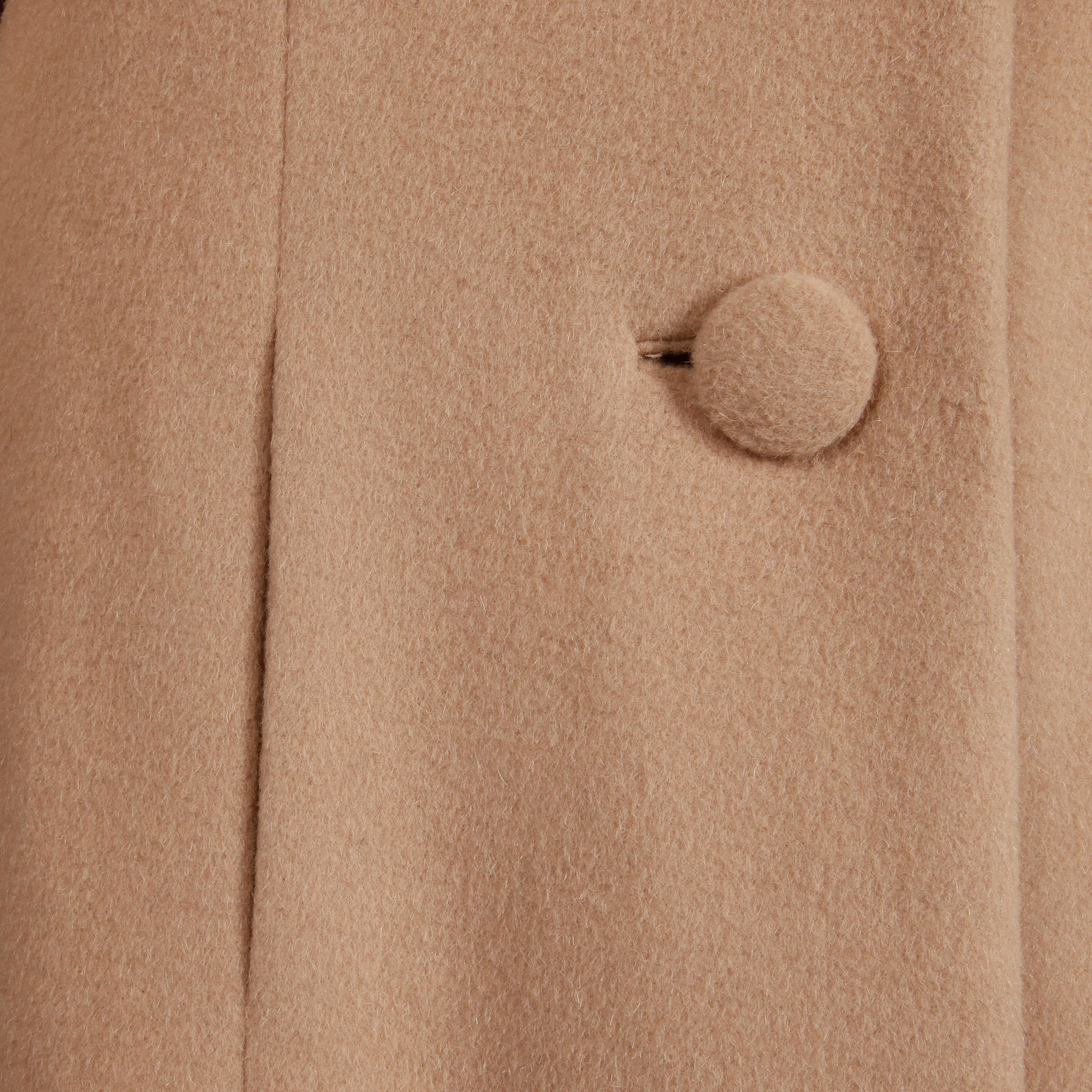 Arnold Scaasi Couture Vintage Camel Wool Coat, 1960s  In Excellent Condition For Sale In Sparks, NV