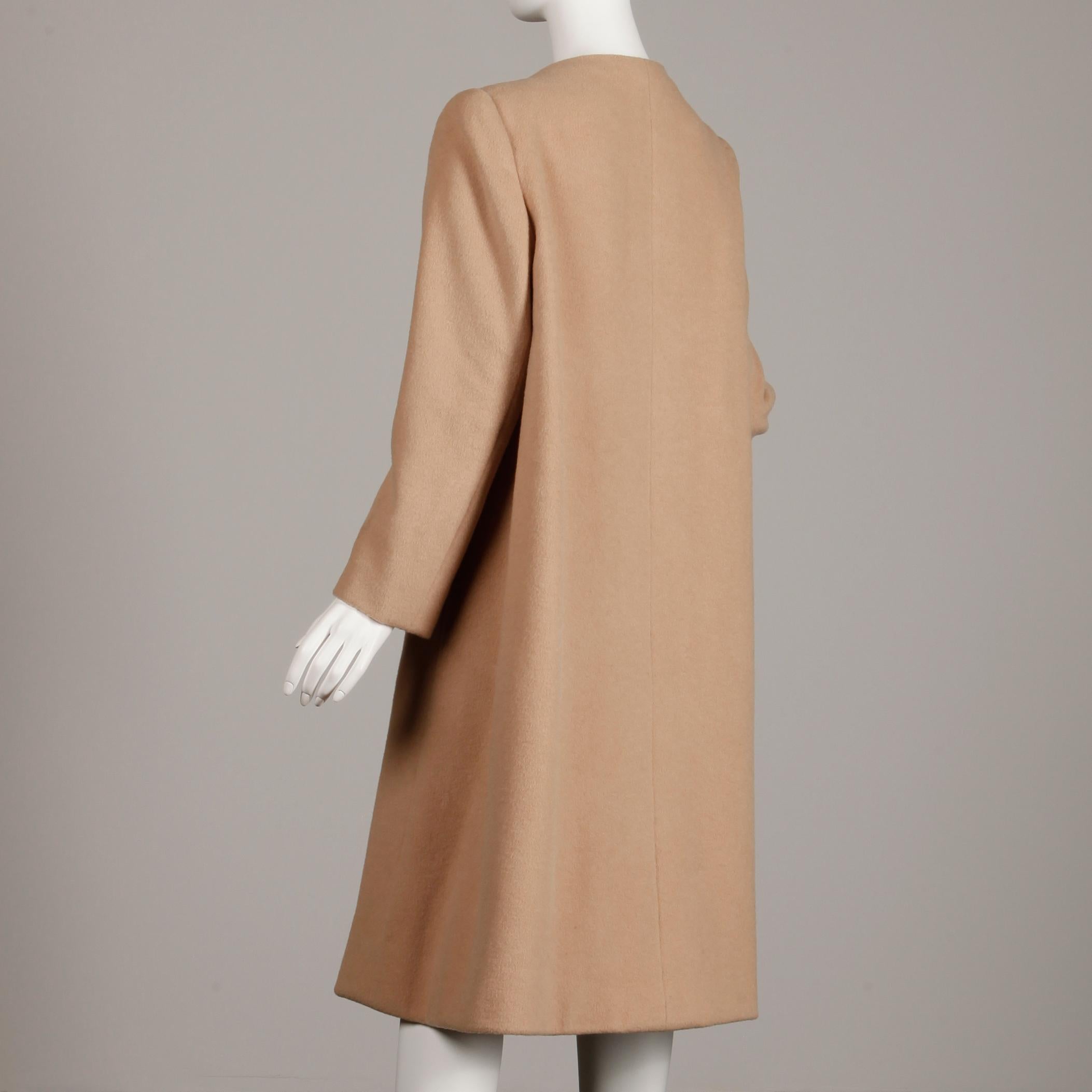 Arnold Scaasi Couture Vintage Camel Wool Coat, 1960s  For Sale 1