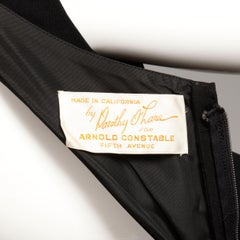 1950s Dorothy O'Hara Vintage Black Asymmetric Cocktail Sheath Dress