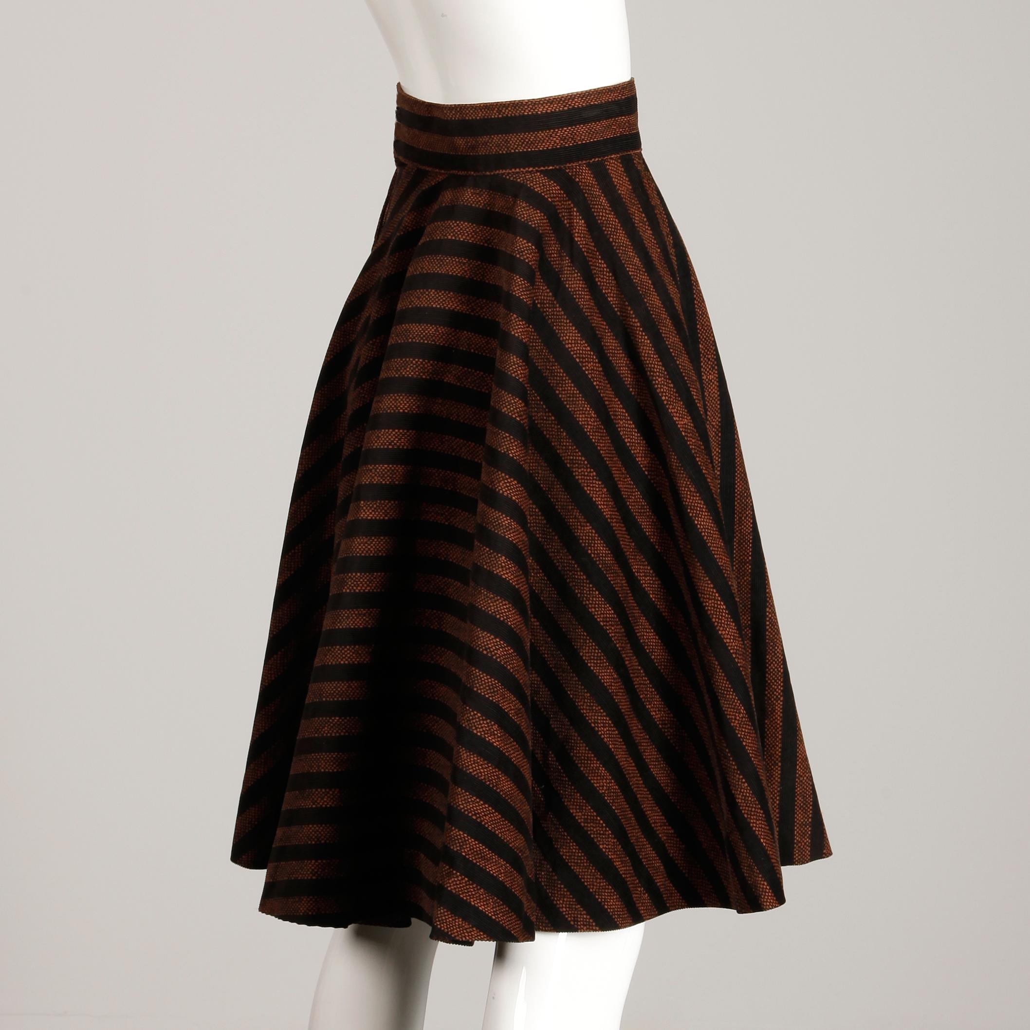 brown striped skirt