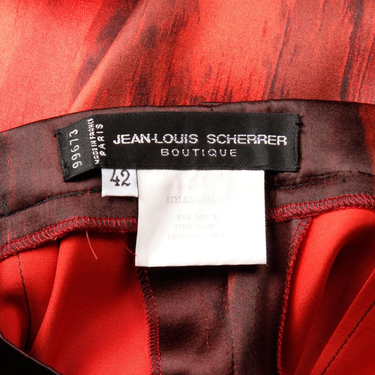 1990s Couture Jean-Louis Scherrer Vintage Painted Red + Black Trousers ...