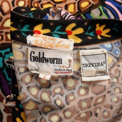 Italy 1970s Goldworm Vintage Novelty Deer Print Mini Dress with Long Sleeves