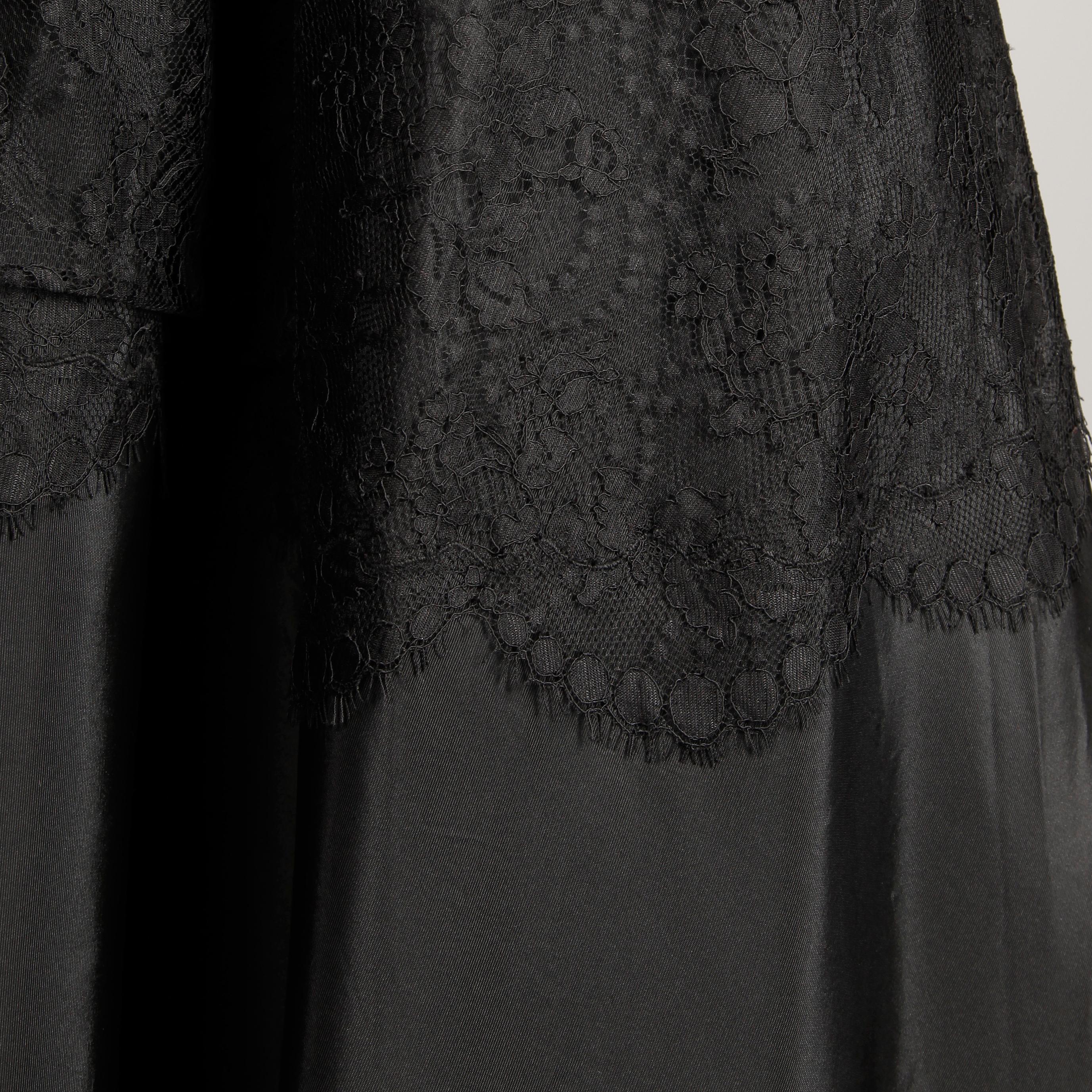 1940s Jack Herzog Vintage Black Lace + Sequin Embellished Evening Gown ...