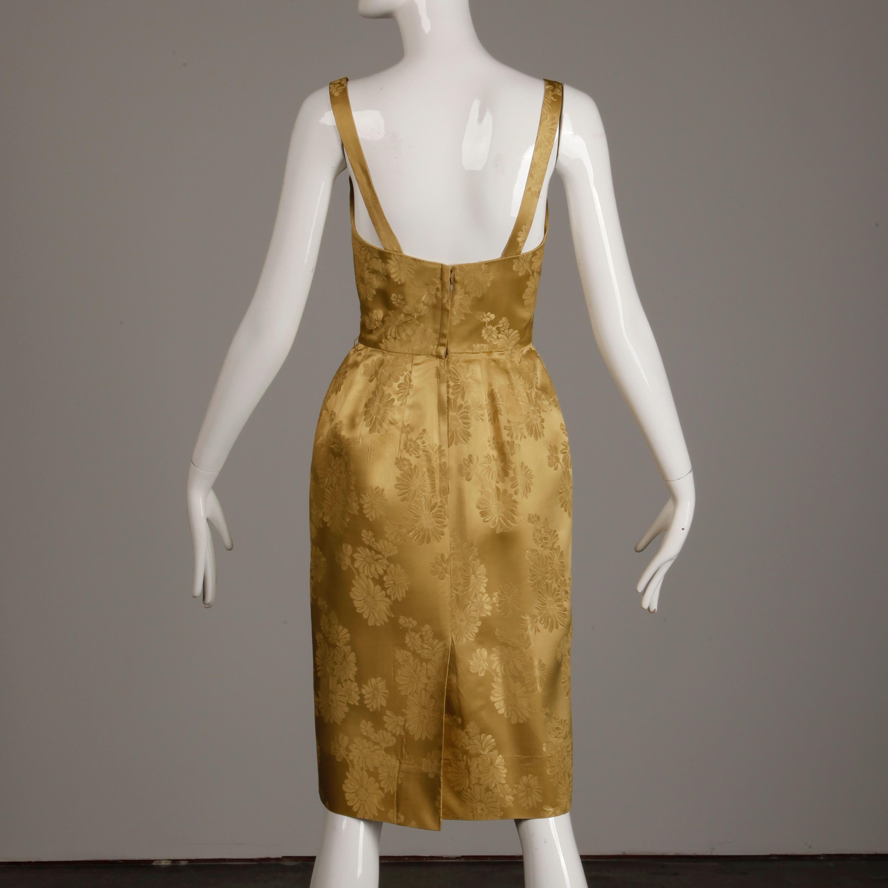 Women's 1960s Vintage Gold Brocade Convertible 2-Piece Cocktail Dress
