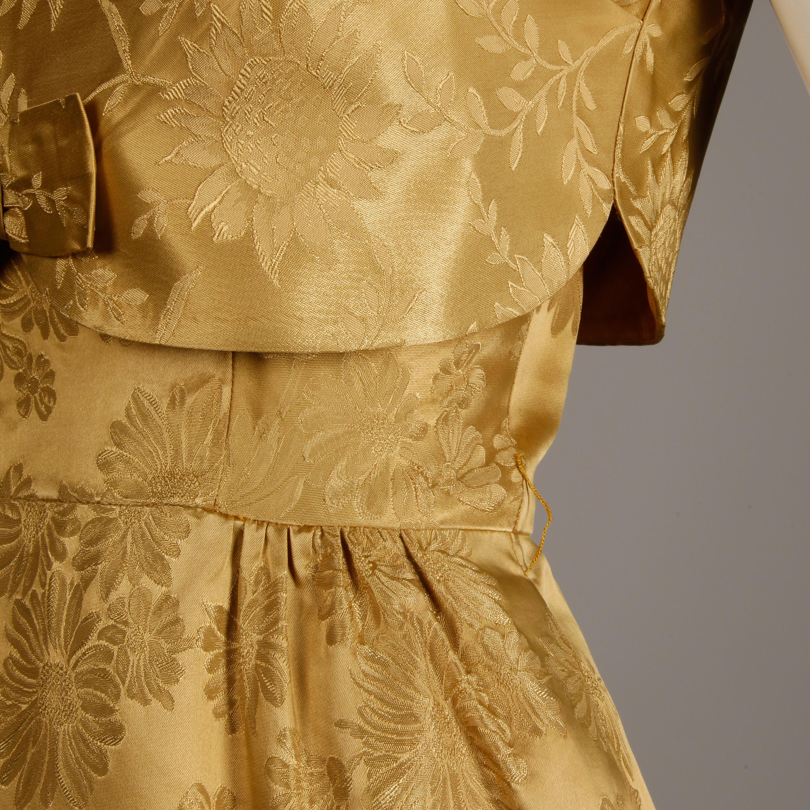1960s Vintage Gold Brocade Convertible 2-Piece Cocktail Dress 2