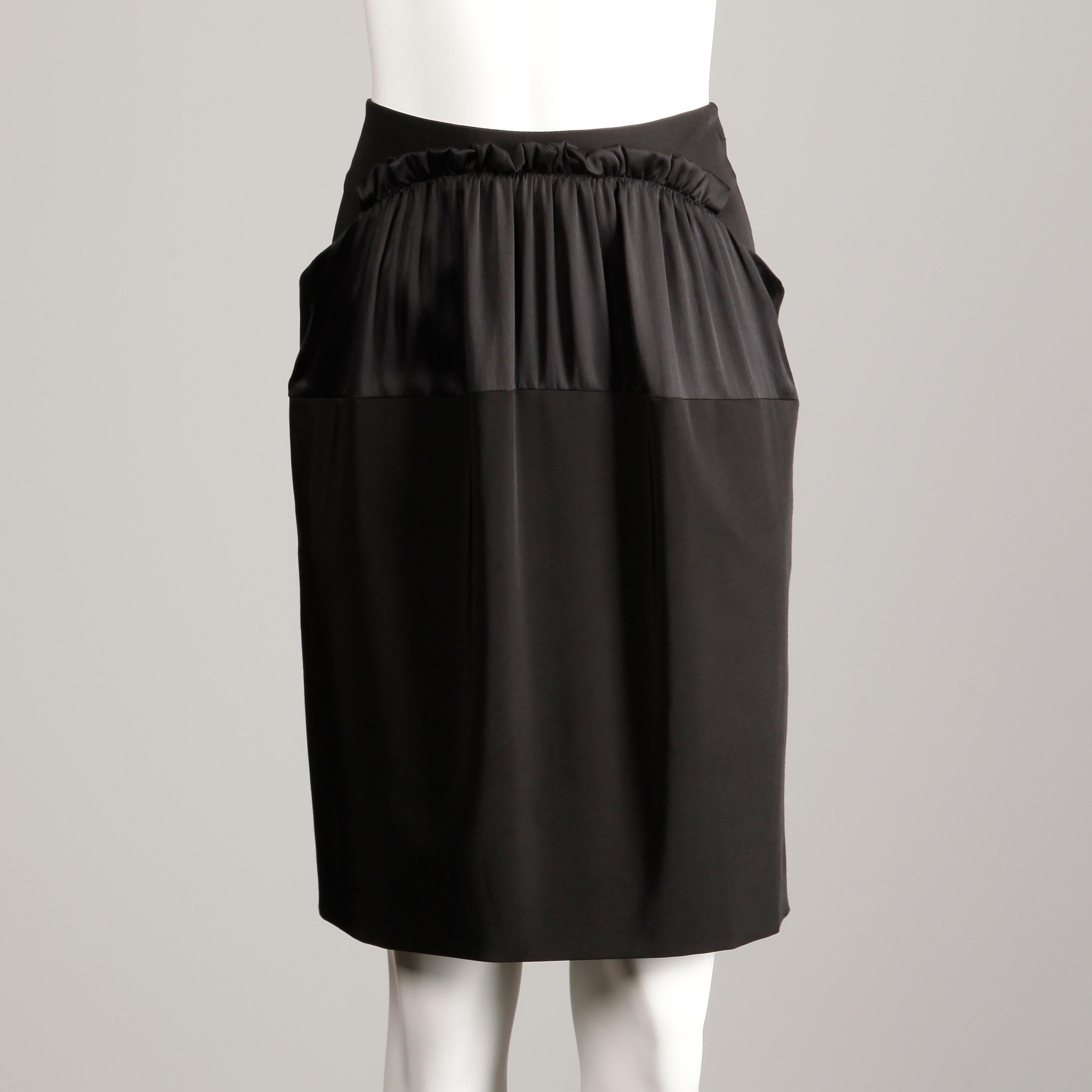 2000s Philosophy di Alberta Ferretti Black Ruffle Ruched Skirt In Excellent Condition For Sale In Sparks, NV