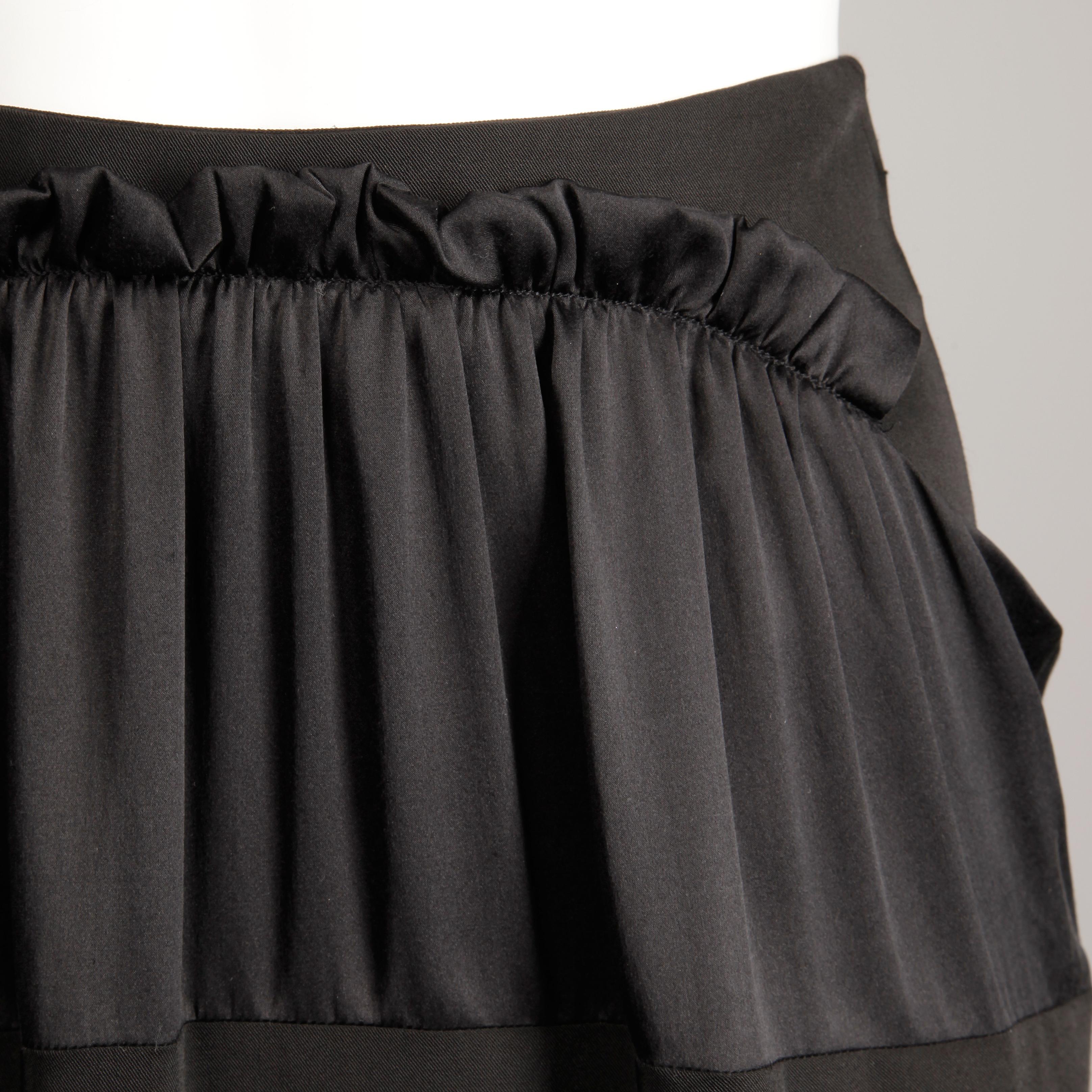 Women's 2000s Philosophy di Alberta Ferretti Black Ruffle Ruched Skirt For Sale