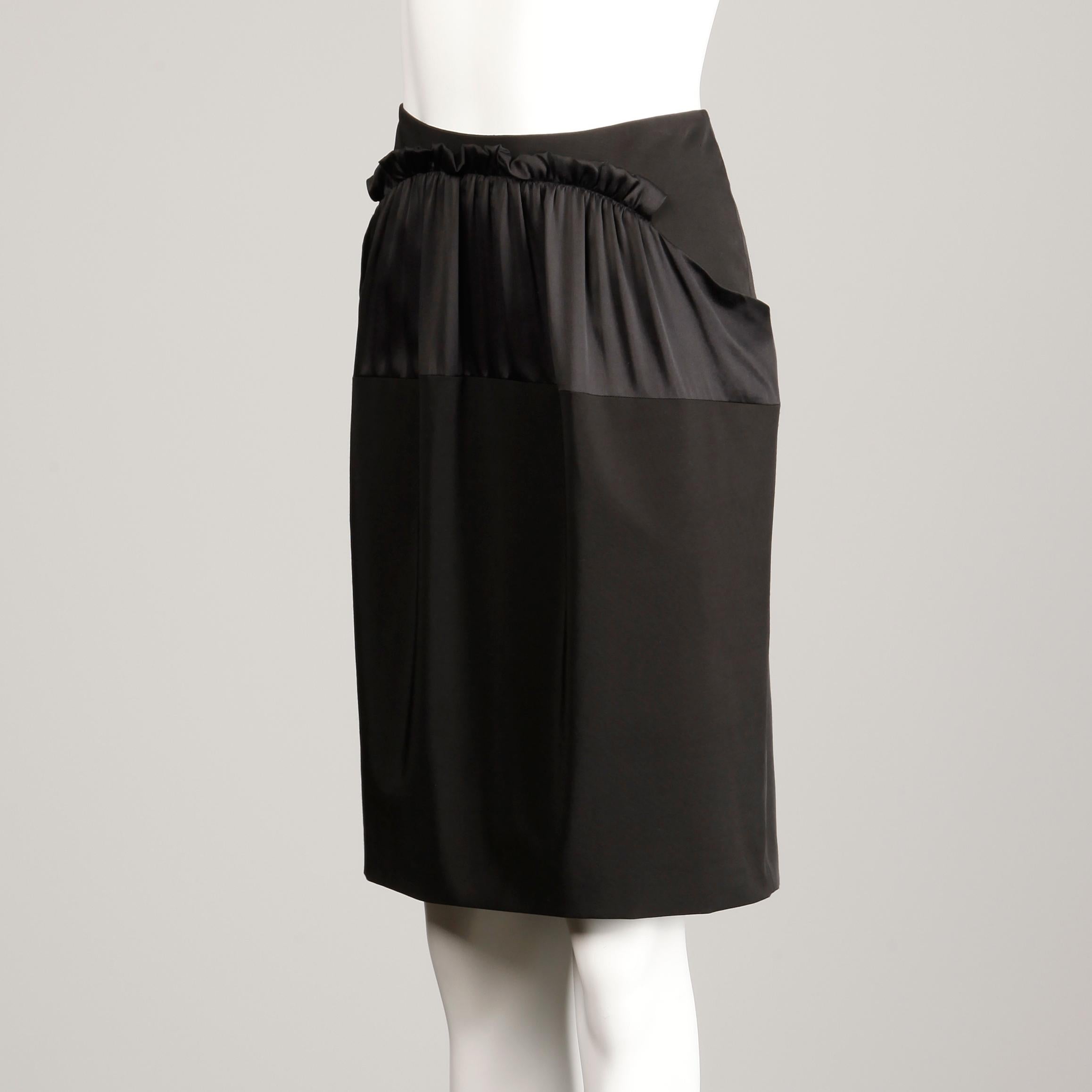 2000s Philosophy di Alberta Ferretti Black Ruffle Ruched Skirt For Sale 1