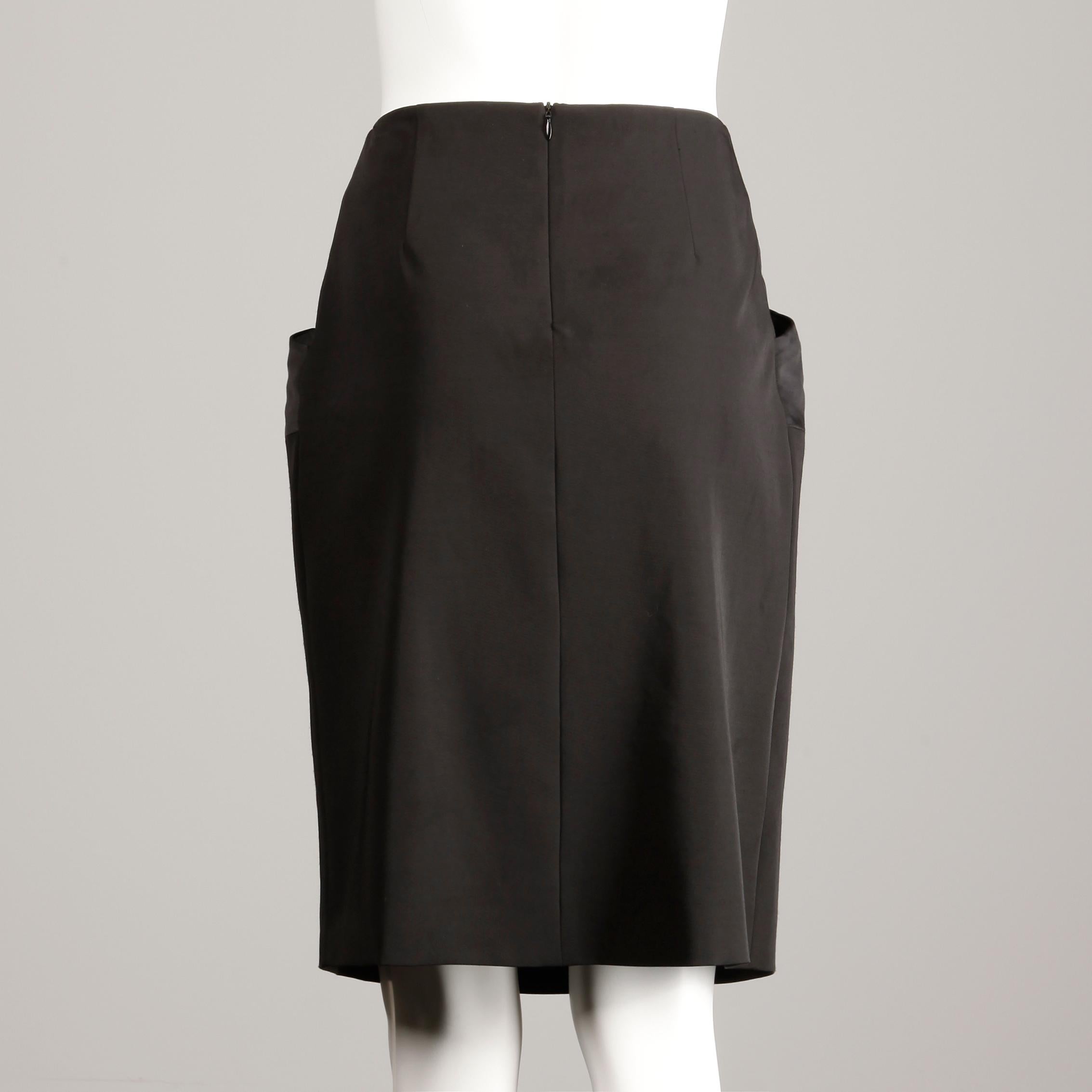 2000s Philosophy di Alberta Ferretti Black Ruffle Ruched Skirt For Sale 2