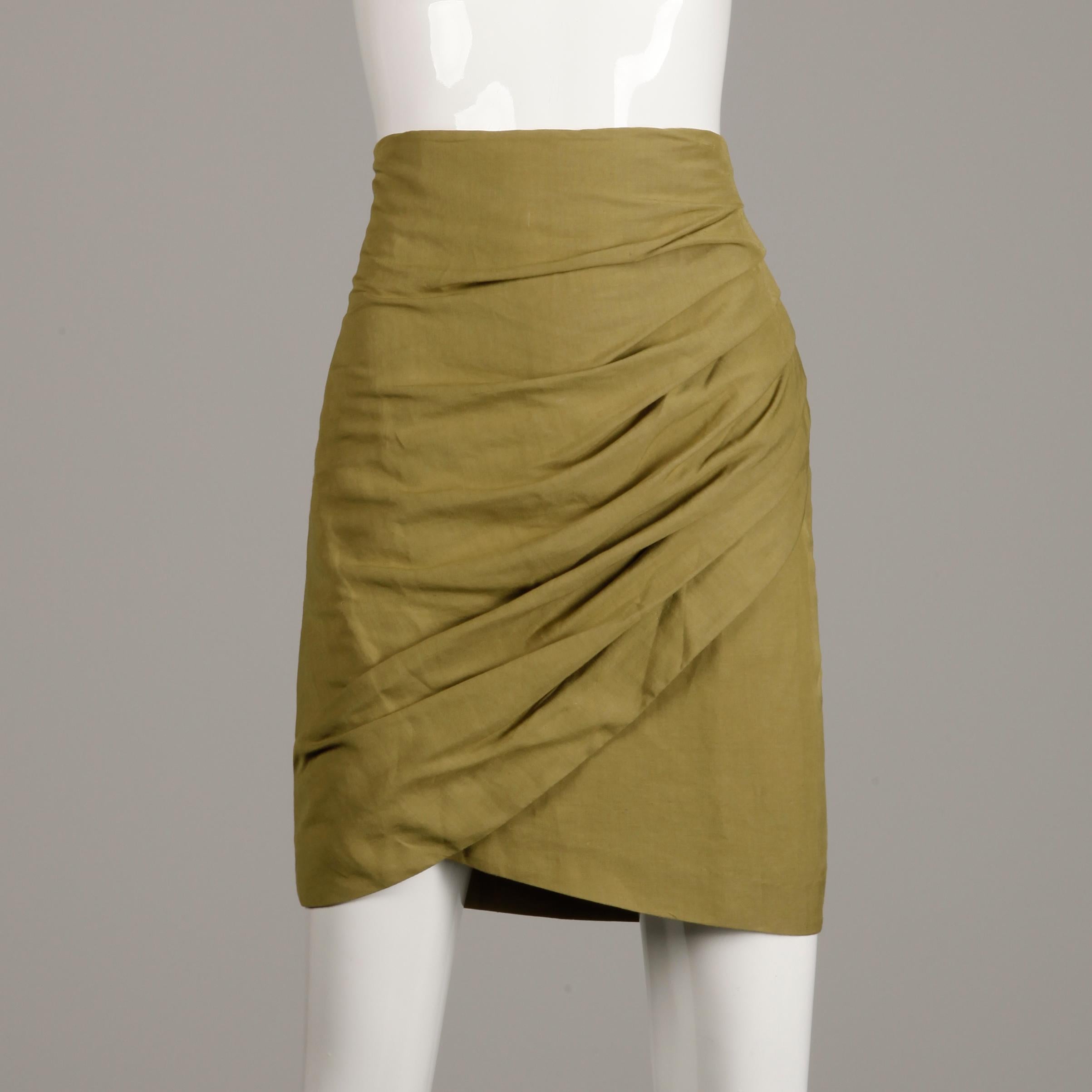 ruched linen skirt