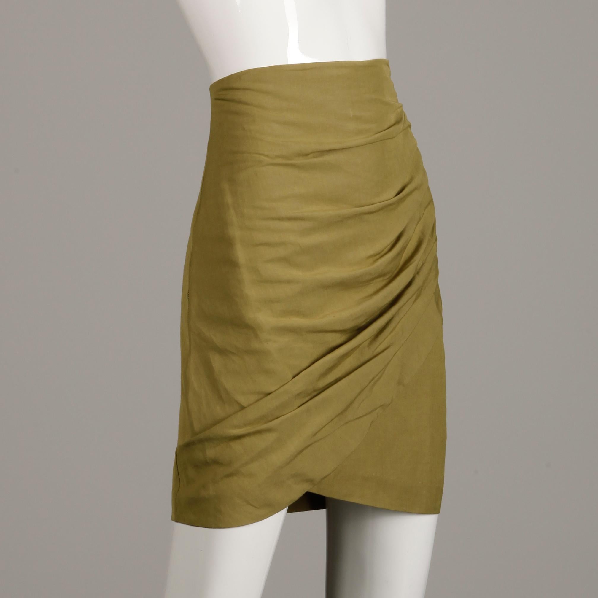linen ruched skirt