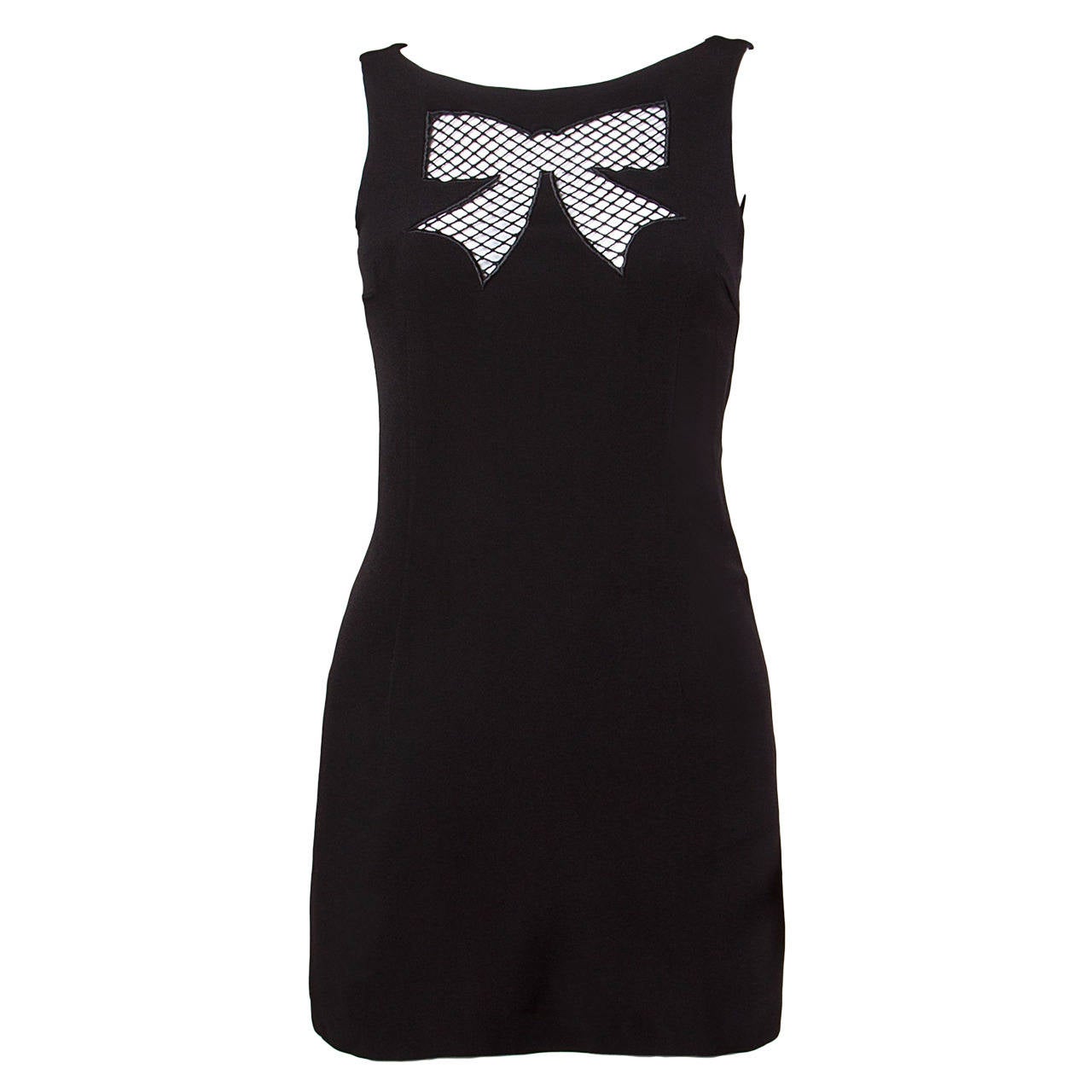 Moschino Vintage Black Cut Out Bow Tie Mini Dress, 1990s  For Sale