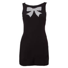 Moschino Vintage Black Cut Out Bow Tie Mini Dress, 1990s 