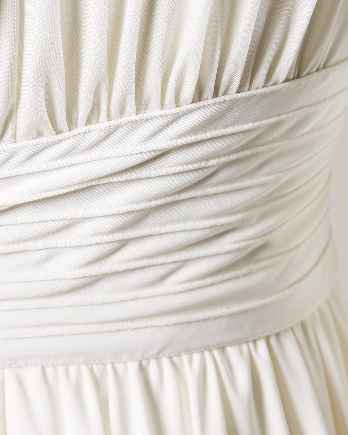 Women's Donald Brooks Vintage 1970s White Draped Midi Dress