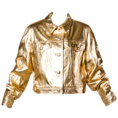 Lillie Rubin Vintage 1980s Metallic Gold Leather Jacket