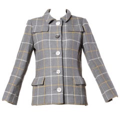 Christian Dior Vintage 1960s Wool Plaid Tailored Jacket