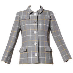 Christian Dior Vintage 1960s Wool Plaid Tailored Jacket 5