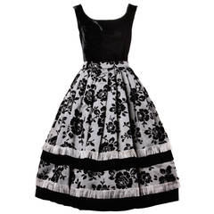 Vintage 1950s French Couture Flocked Silk Velvet Top + Skirt Ensemble 4