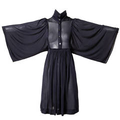 Stella McCartney Recent Sheer Navy Blue Dress with Angel Batwing Sleeves