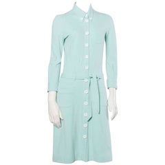 Moschino Mint Green Jersey Knit Button Up Shirt Dress