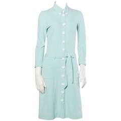 Moschino Mint Green Jersey Knit Button Up Shirt Dress