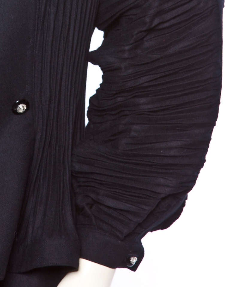 Bernard Perris Vintage 1990s 90s Black Wool Avant Garde Jacket Skirt 2-Pc Set 3