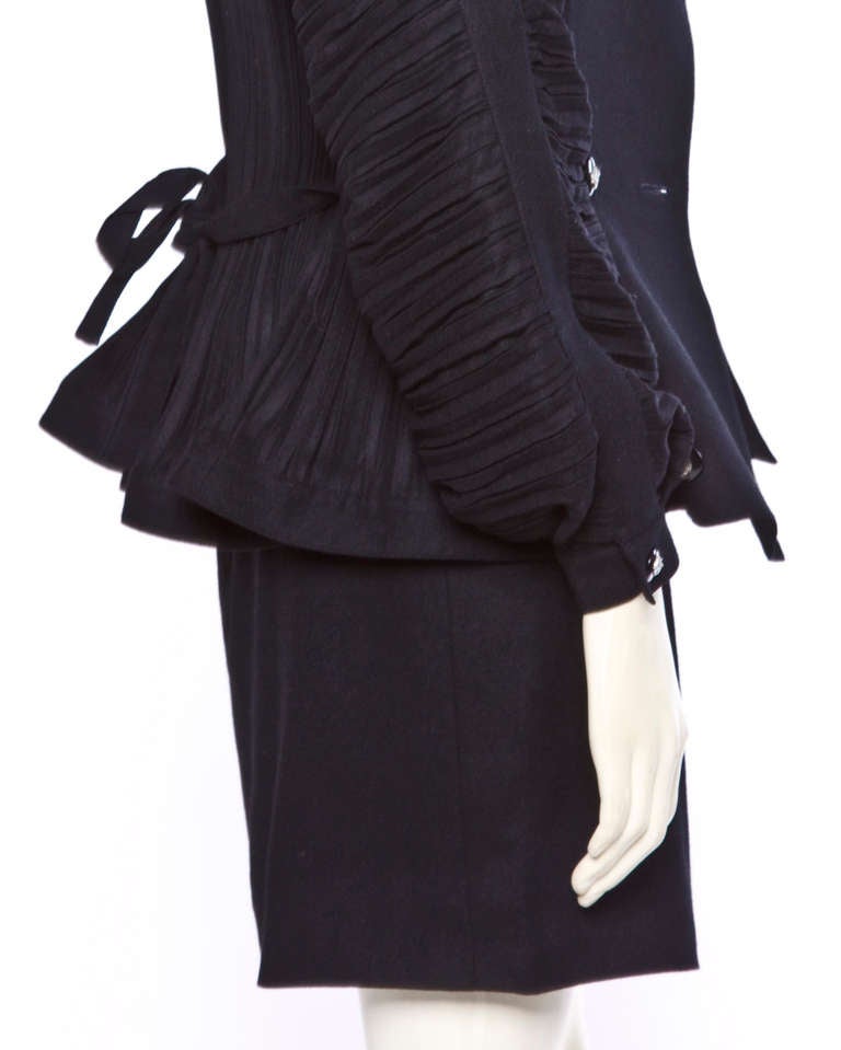 Bernard Perris Vintage 1990s 90s Black Wool Avant Garde Jacket Skirt 2-Pc Set 5