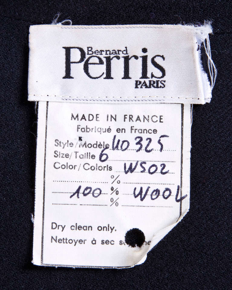 Bernard Perris Vintage 1990s 90s Black Wool Avant Garde Jacket Skirt 2-Pc Set