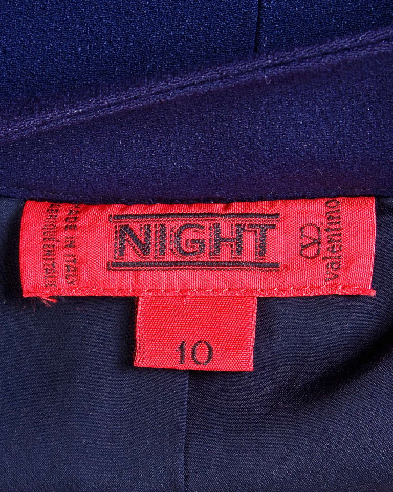 Women's Valentino Vintage Navy Blue + Pink Cropped Jacket & Skirt Suit 2-Piece Set