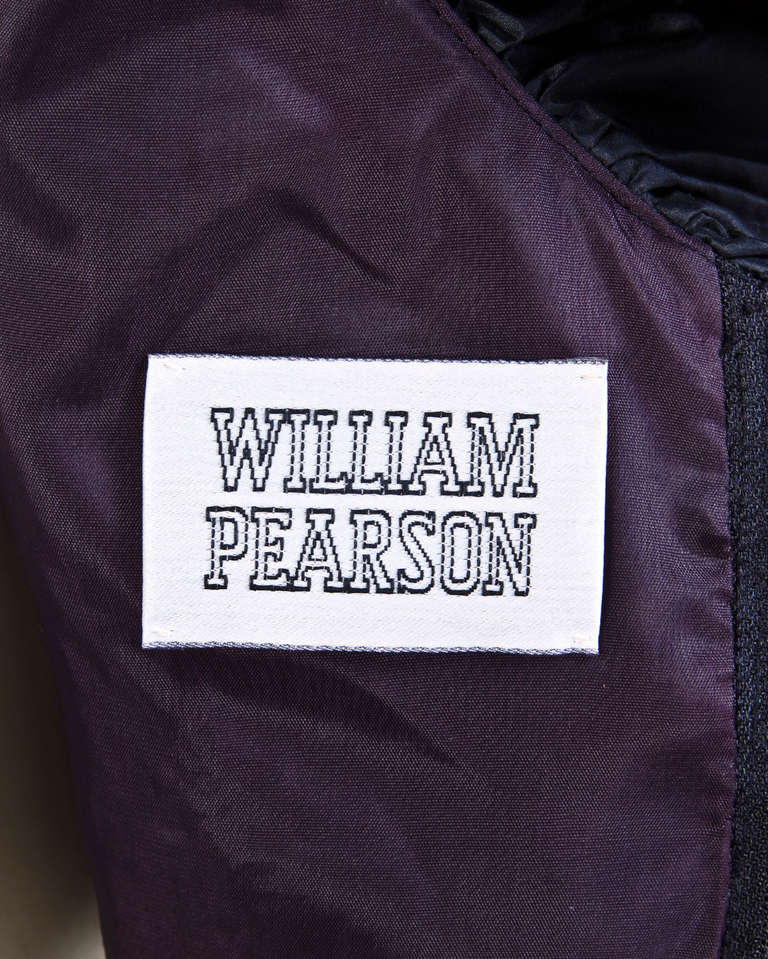 Women's Vintage William Pearson 1980s 80s Black Wool Taffeta Avant Garde Ruffle Dress