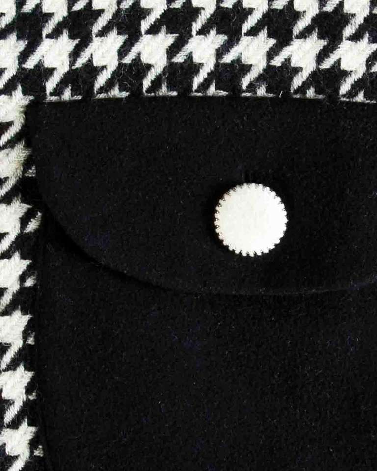 Vintage 1990s 90s Byblos Houndstooth Graphic Black + White Wool Jacket 2